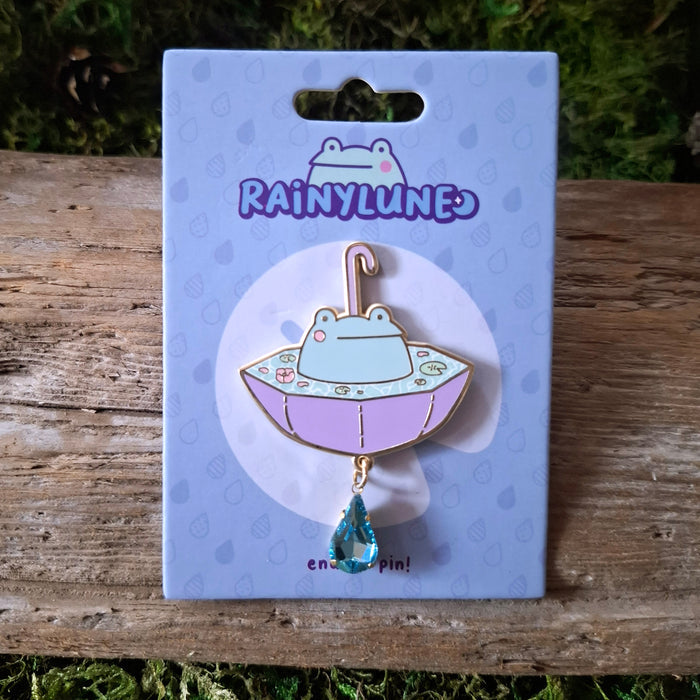 Umbrella Frog Pond Enamel Pin