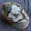 Upcycled Butterfly and Lock Camo Baseball Hat