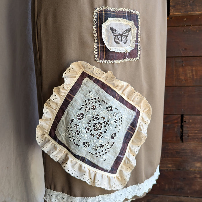 Upcycled 'Butterfly Lace' Patched Midi Skirt