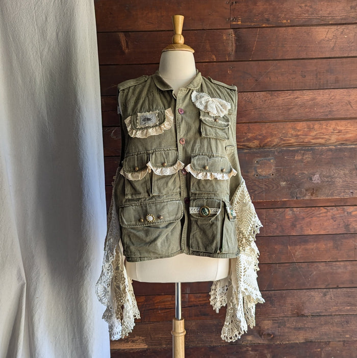 Upcycled 'Fishing Net' Lace-Trimmed Fishing Vest
