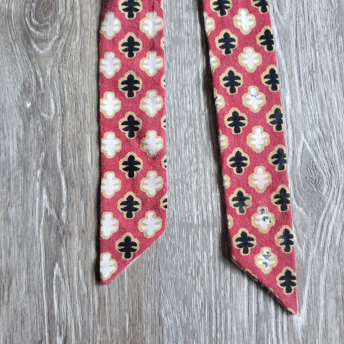Upcycled Long Ribbon Scrunchie (Red and Black Print)