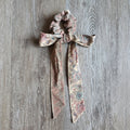 Upcycled Long Ribbon Scrunchie (Tan Floral Print)