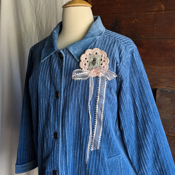 Upcycled Pink Lace 'Pink Ribbon' Fly Pin