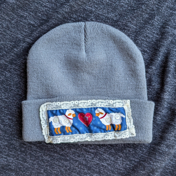 Upcycled Sheep Patch Beanie