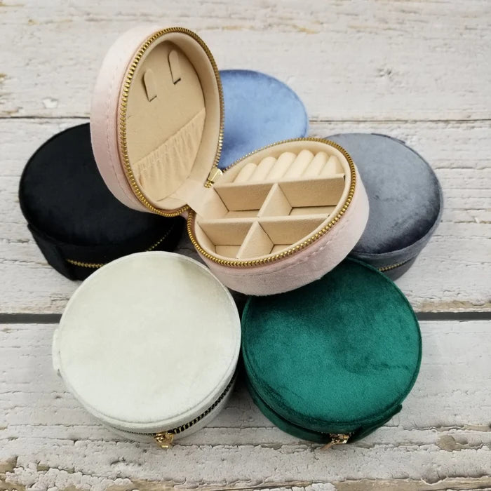 Velvet Jewelry Box Circular Organizer Box (Various Colors)