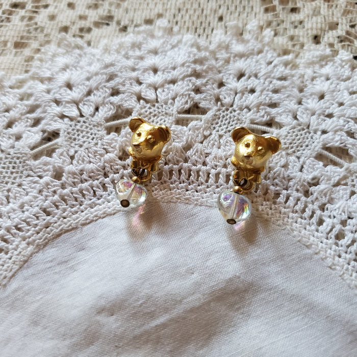 Vintage Bear & Heart Earrings