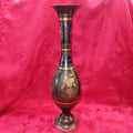 Vintage black & gold metal flower vase-Jantiques LLC.