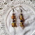 Vintage Brown Beaded Drop Earrings