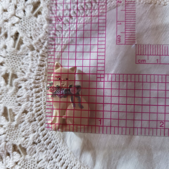 Vintage Floral Cat Brooch