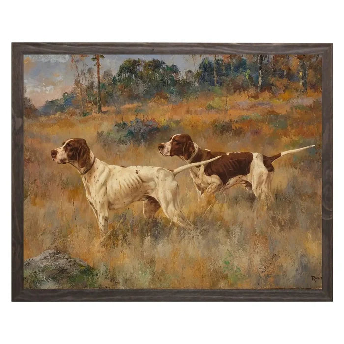 Vintage GSP Dogs Painting Framed Print 16 x 12