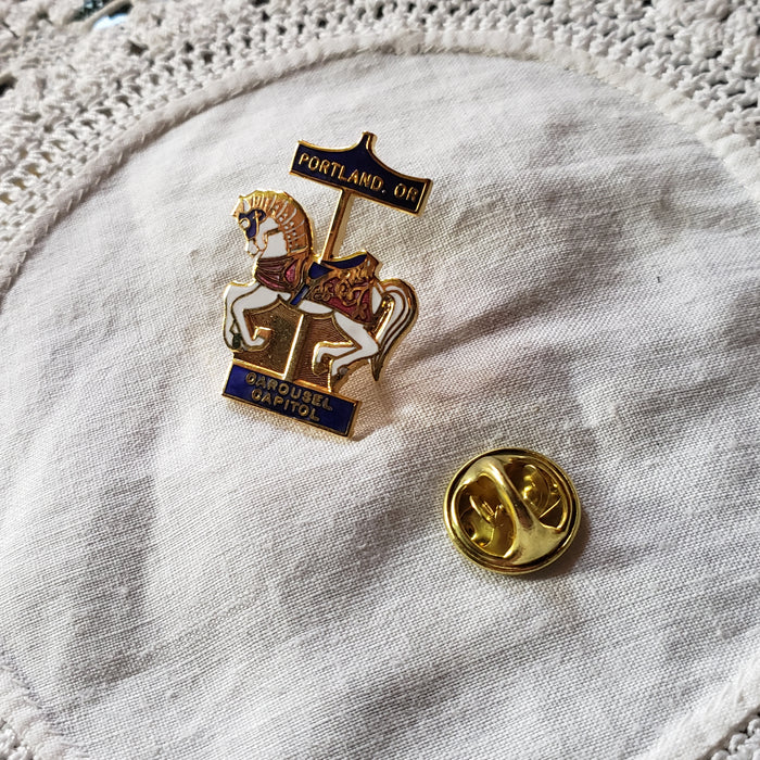 Vintage Portland Carousel Enamel Pin