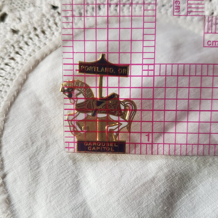 Vintage Portland Carousel Enamel Pin