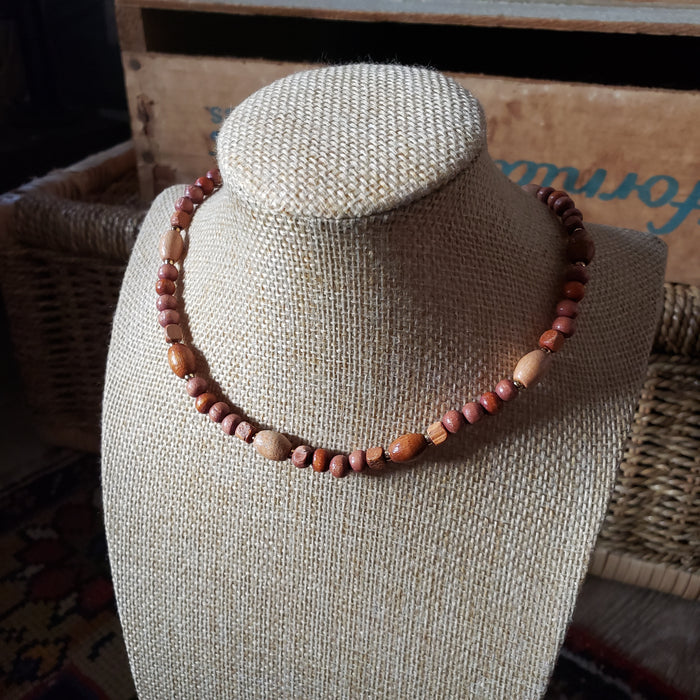 Vintage Short Wooden Bead Necklace