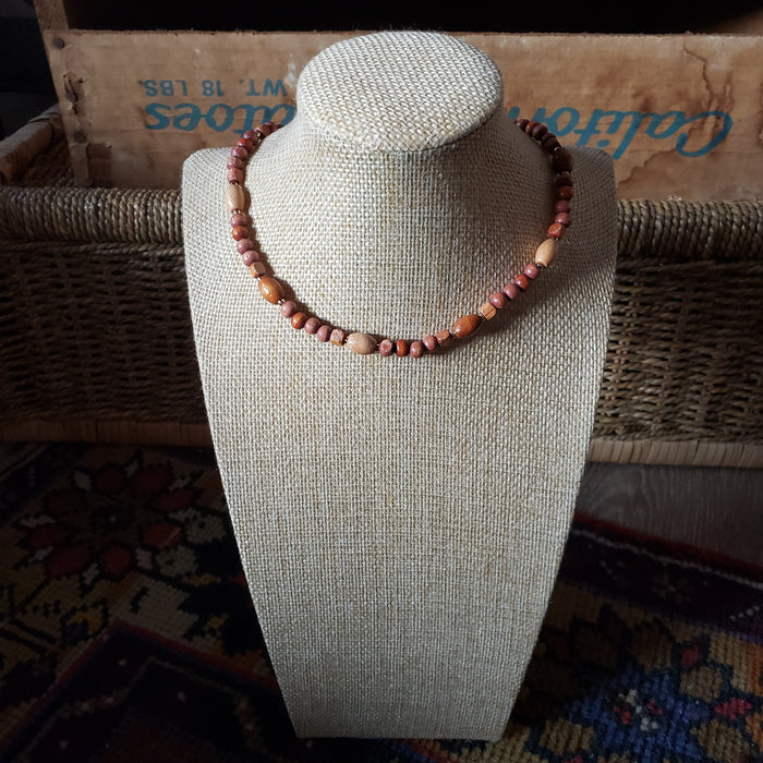 Vintage Short Wooden Bead Necklace