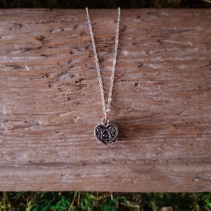 Vintage Silver Heart Box Locket Necklace