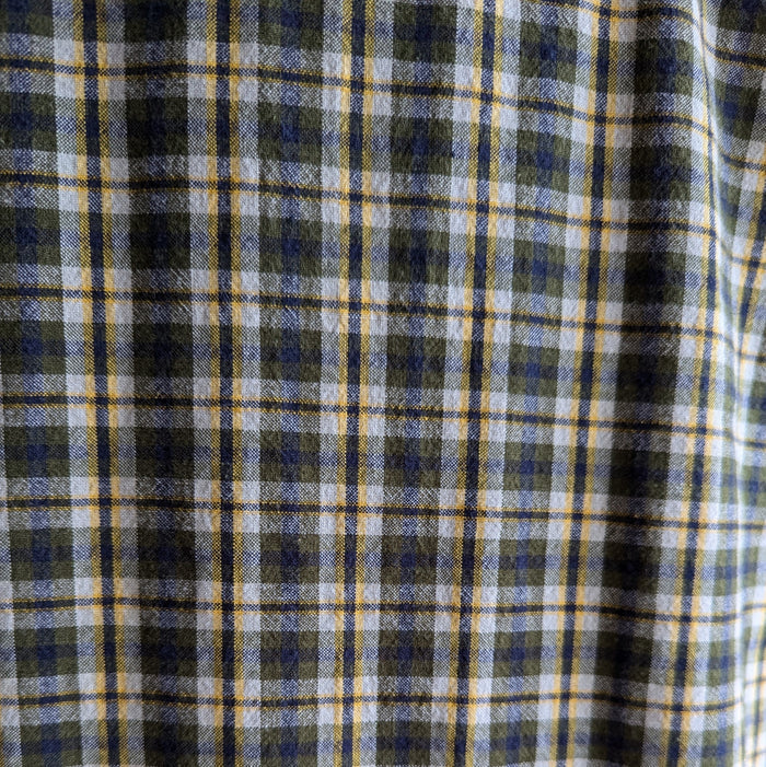 Vintage Tan and Green Plaid Cotton Shirt