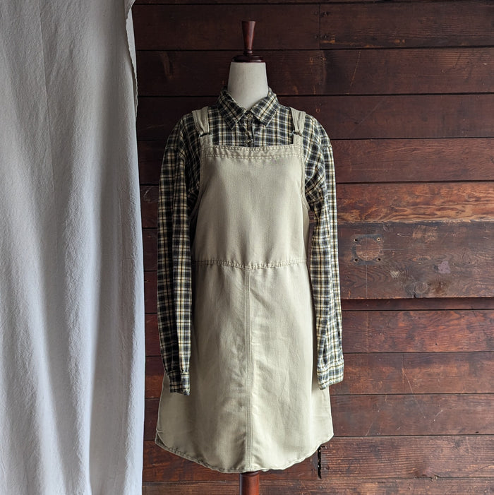 Vintage Tan and Green Plaid Cotton Shirt
