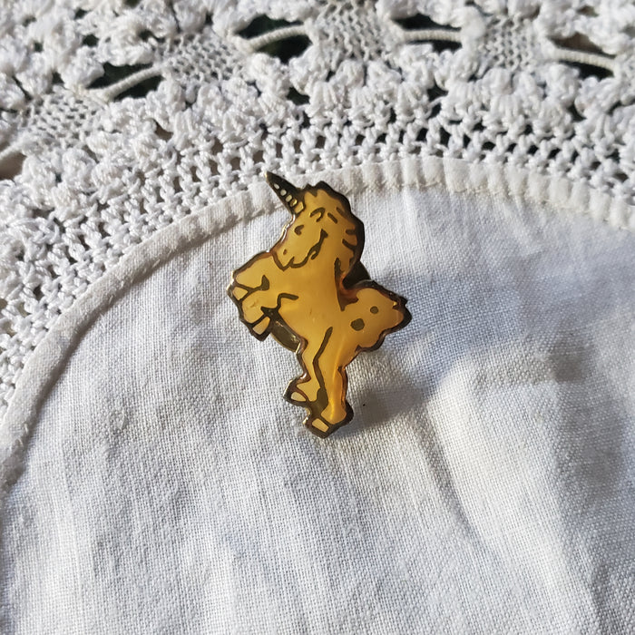 Vintage Yellow Unicorn Lapel Pin