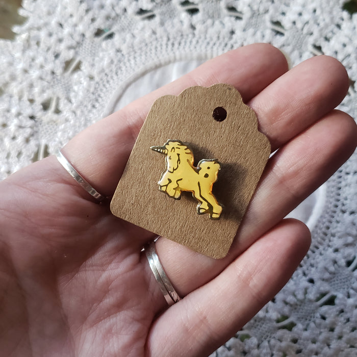 Vintage Yellow Unicorn Lapel Pin