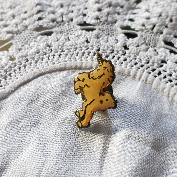 Vintage Yellow Unicorn Lapel Pin