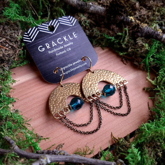 Viridian Arches Brass Earrings