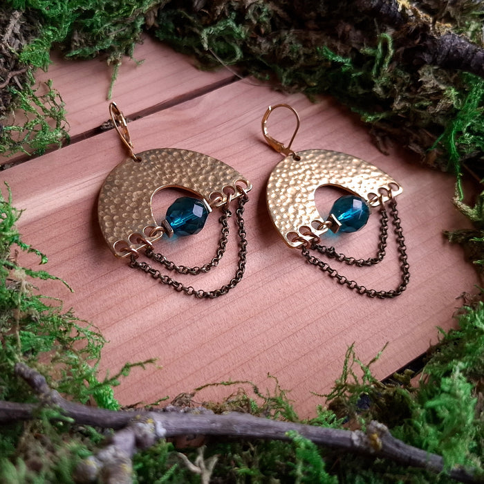 Viridian Arches Brass Earrings