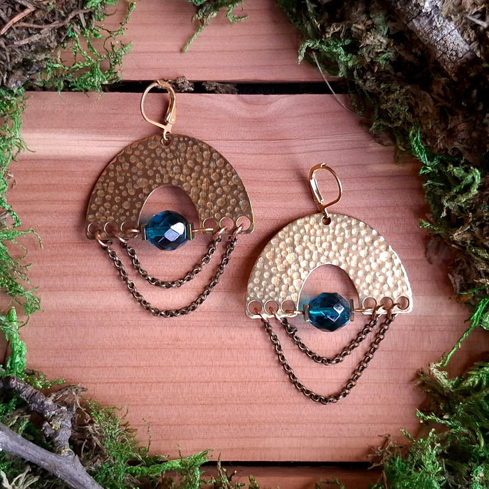 Viridian Arches Brass Earrings