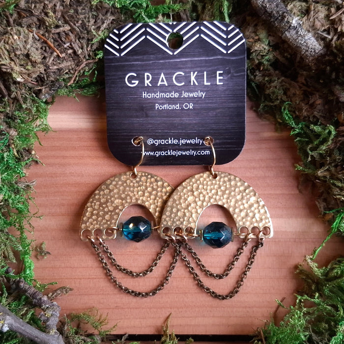 Viridian Arches Brass Earrings