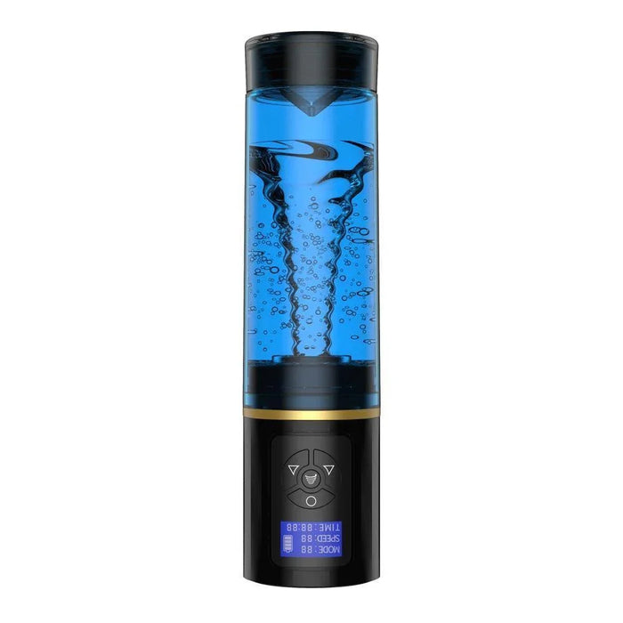 Automatic water hydrotherapy pump for men with digital control and blue liquid inside