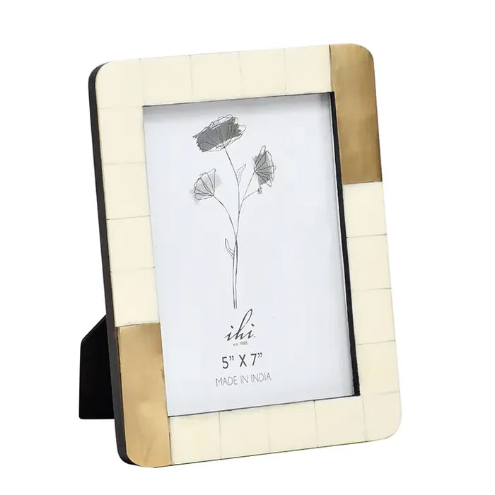 White Photo Frame with Brass 5x7
