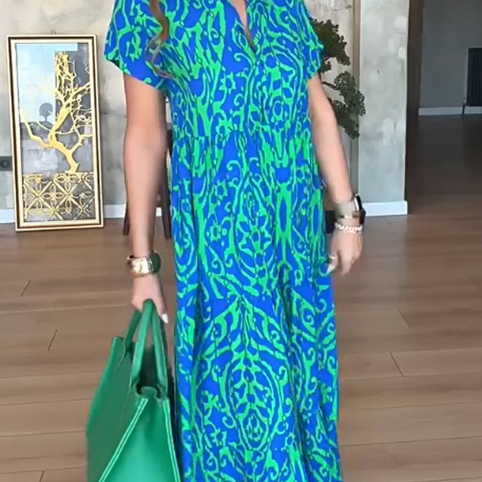 Women's Casual Print A-Line Long Dress