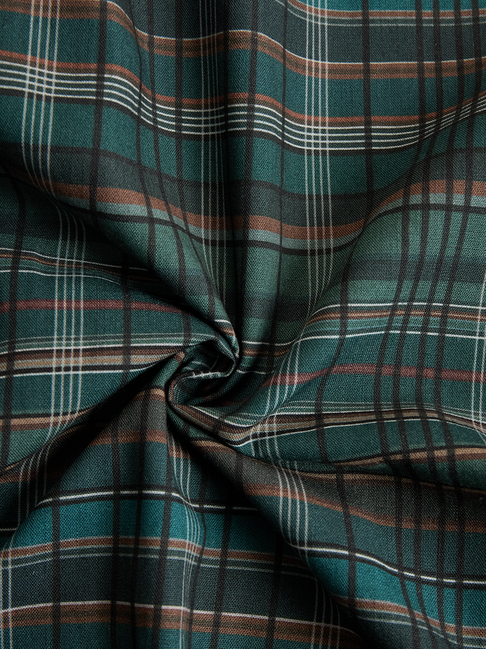 Women's Plaid Lapel Single-Breasted Shirt Maxi Dress MDA1249H1Y