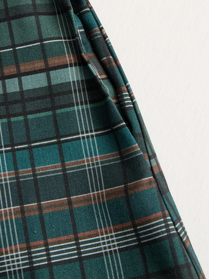 Women's Plaid Lapel Single-Breasted Shirt Maxi Dress MDA1249H1Y