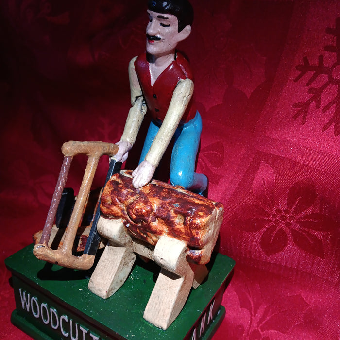 Woodcutter Cast Iron Mechanical Coin Bank-Jantiques LLC.