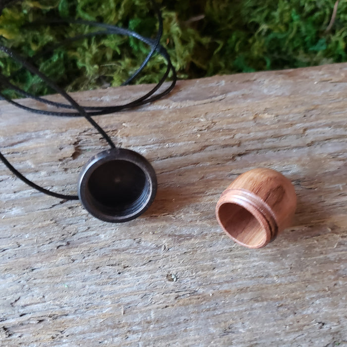 Wooden Acorn Container Necklace