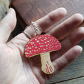 Wooden Amanita Mushroom Keychain