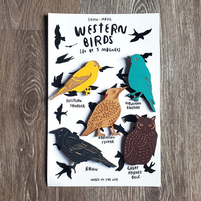 Wooden Bird Magnets (set of 5)