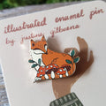 Woodland Mushroom Fox Enamel Pin