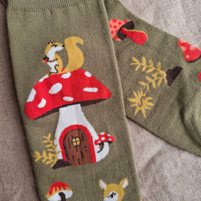 Woodland Mushroom Knee-High Socks