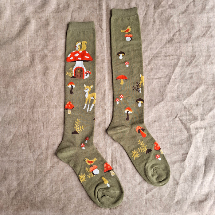 Woodland Mushroom Knee-High Socks