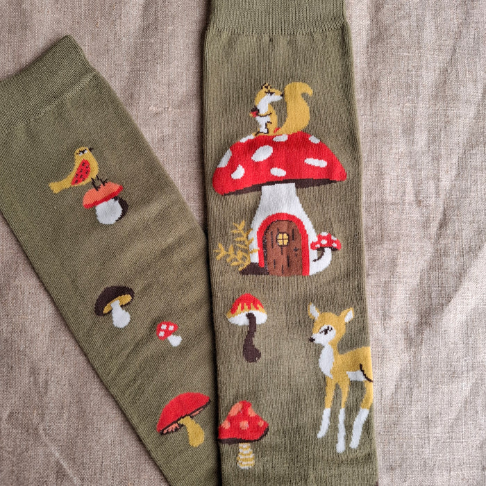 Woodland Mushroom Knee-High Socks