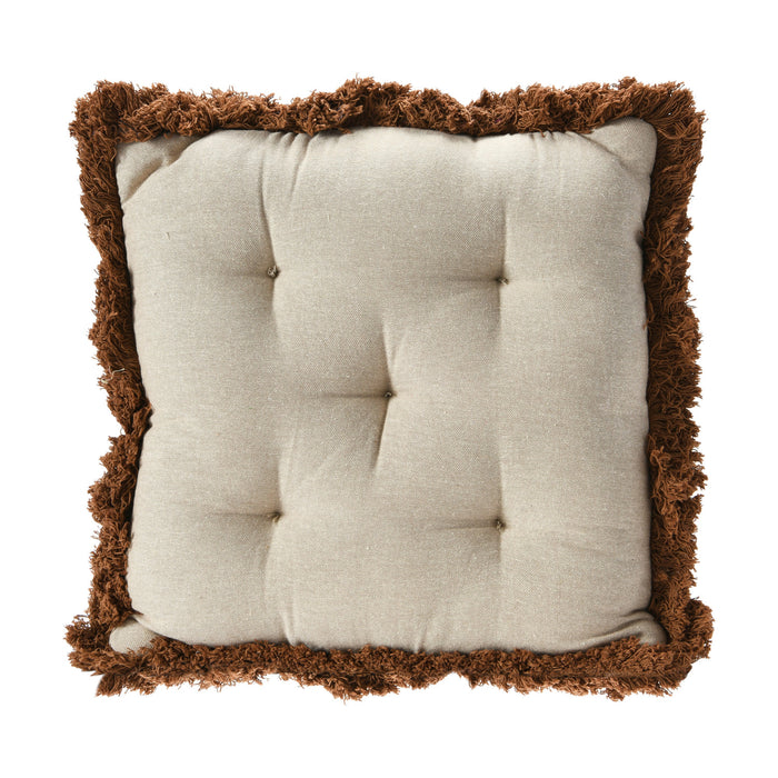 Woven Cotton Pillow with Eyelash Fringe