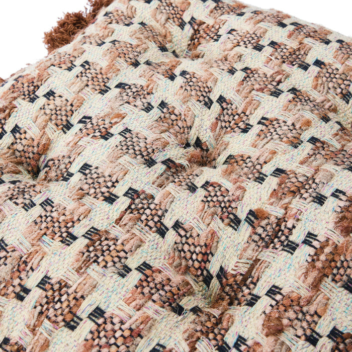 Woven Cotton Pillow with Eyelash Fringe