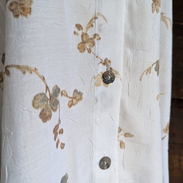Y2K Sheer White Botanical Long Blouse