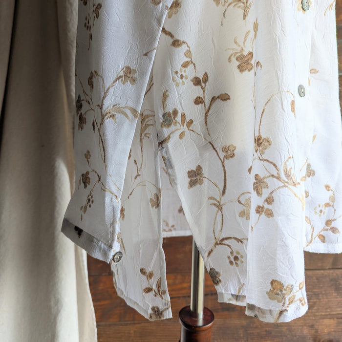 Y2K Sheer White Botanical Long Blouse