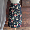 Y2K Vintage Black Floral Rayon Skirt