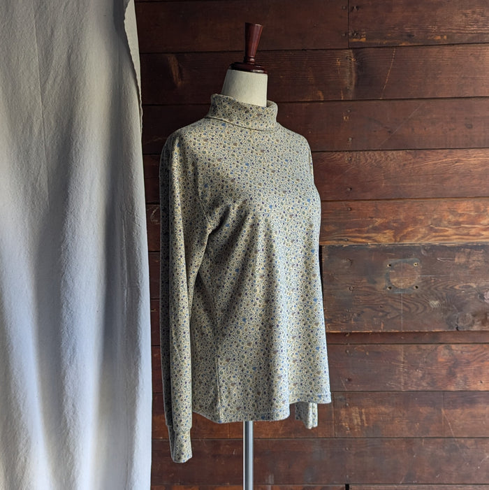 Y2K Vintage Leaf-Printed Turtleneck
