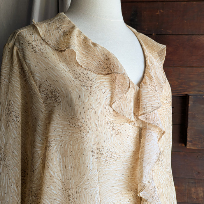 Y2K Vintage Plus Size Sheer Ruffled Blouse