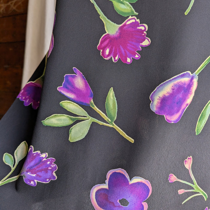 Y2K Vintage Purple and Black Floral Sleeveless Dress