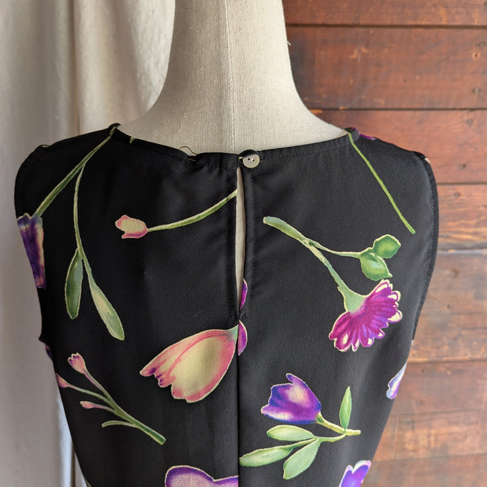 Y2K Vintage Purple and Black Floral Sleeveless Dress